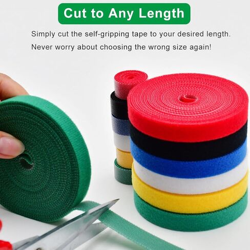 2 in x 16 Ft White Hook and Loop Roll, Double-Sided Self-Gripping Straps for Cable Management, Cut to Length, Reusable Wire Organizer Ties Cord Strips Wrap Fasteners Tape for Home Office Data Center in Kuwait