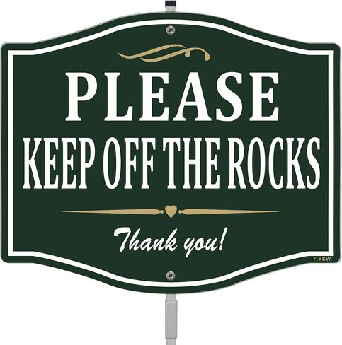 يرجى الابتعاد عن لافتة ساحة الألومنيوم من The Rocks مقاس 12 بوصة × 10 بوصة مع حصة معدنية طويلة 28 بوصة مع حامل للاستخدام الخارجي للأعمال in Kuwait