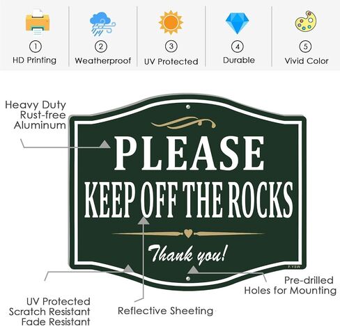 يرجى الابتعاد عن لافتة ساحة الألومنيوم من The Rocks مقاس 12 بوصة × 10 بوصة مع حصة معدنية طويلة 28 بوصة مع حامل للاستخدام الخارجي للأعمال in Kuwait