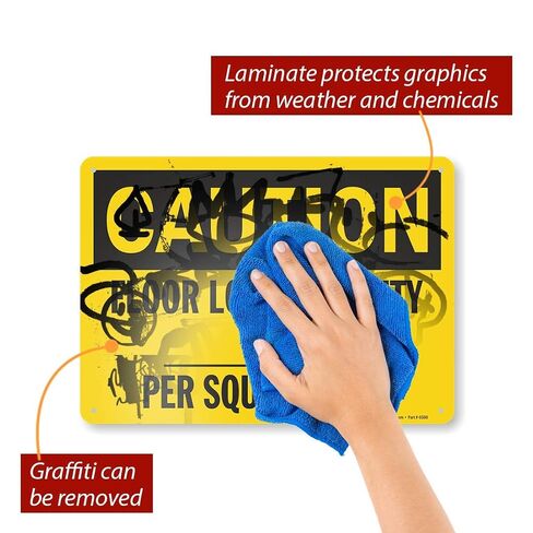 SmartSign "Caution - Floor Load Capacity __ Lbs. Per Square Foot" Write-On Sign | 10" x 14" Aluminum in Kuwait