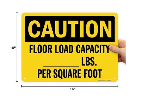 SmartSign "Caution - Floor Load Capacity __ Lbs. Per Square Foot" Write-On Sign | 10" x 14" Aluminum in Kuwait