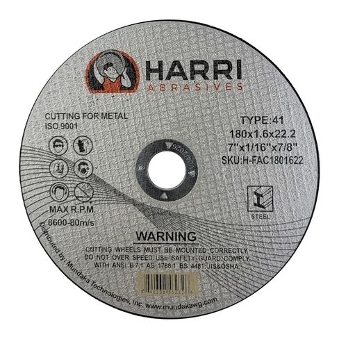 HARRI ABRASIVES - قرص قطع رفيع، عجلة قطع فولاذية يدوية - 7 بوصة × 1/16 بوصة × 7/8 بوصة - T41 - (50 حزمة) in Kuwait