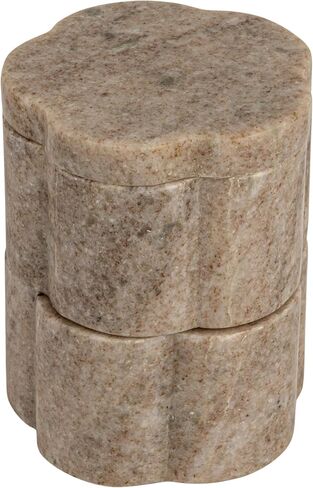 Creative Co-Op 2-Piece Marble Stackable Pinch Pots with Lid, Buff Color in Kuwait