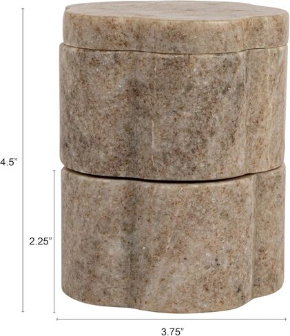 Creative Co-Op 2-Piece Marble Stackable Pinch Pots with Lid, Buff Color in Kuwait