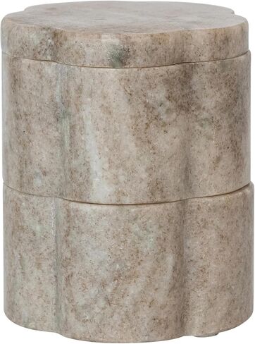 Creative Co-Op 2-Piece Marble Stackable Pinch Pots with Lid, Buff Color in Kuwait