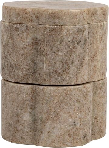 Creative Co-Op 2-Piece Marble Stackable Pinch Pots with Lid, Buff Color in Kuwait