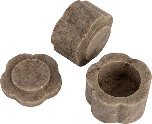 Creative Co-Op 2-Piece Marble Stackable Pinch Pots with Lid, Buff Color in Kuwait