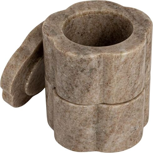 Creative Co-Op 2-Piece Marble Stackable Pinch Pots with Lid, Buff Color in Kuwait