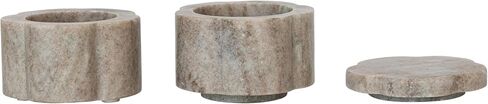 Creative Co-Op 2-Piece Marble Stackable Pinch Pots with Lid, Buff Color in Kuwait