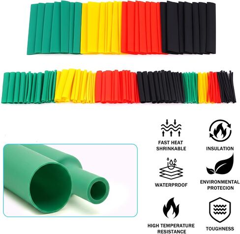 164 Pcs Heat Shrink Tubing Kit, Wire Shrink Wrap Tubing, Grade Industrial Heat-Shrink Tubing, 8 Sizes 5 Colors in Kuwait