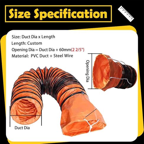 قناة مرنة شديدة التحمل للمكيف المحمول - خرطوم عادم PVC قابل للتعديل مع سلك فولاذي (L2mx600mm) in Kuwait