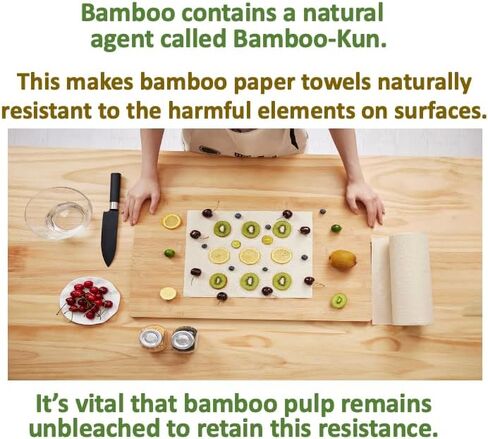 100% Bamboo Paper Towels, Tree-Free, Chemical-Free, Lint-Free, Durable, Absorbent, Select-a-Size 2-Ply, 90 Sheets Per Roll. (PT 6 Rolls) in Kuwait