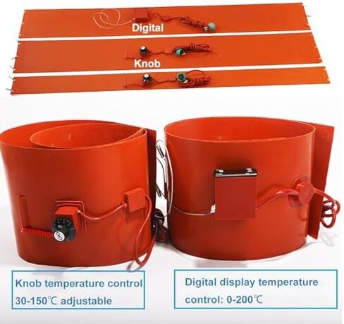 Adjustable Silicone Rubber Heating Tape - Flexible Drum Heater for Barrels, Pipes & Tanks, Temperature Range 30-150°C, Waterproof, Energy Efficient, Ideal for Home & Industrial Use in Kuwait