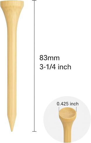 150 Pcs Bamboo Golf Tees 3 1/4 Inch, 83mm (3.25") Bamboo Tees, Friendly Biodegradable, Long and Tall Golf tees, More Durable and Stable, Ideal for Beginner in Kuwait