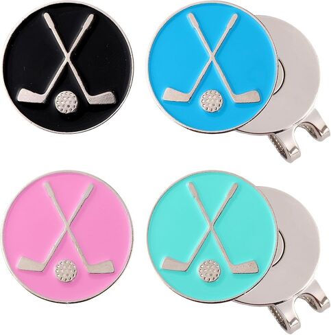 4pcs Golf Ball Marker with Hat Clip, Iron Magnetic Golf Cap Clips & Ball Marker Magnet Accessories for Belt Bag Gloves Men Women Golfer Gift (4 Colors) in Kuwait