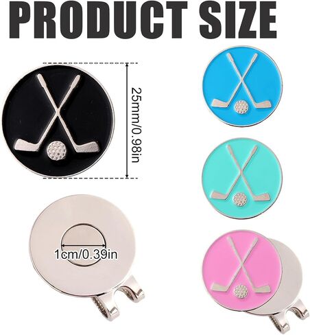 4pcs Golf Ball Marker with Hat Clip, Iron Magnetic Golf Cap Clips & Ball Marker Magnet Accessories for Belt Bag Gloves Men Women Golfer Gift (4 Colors) in Kuwait