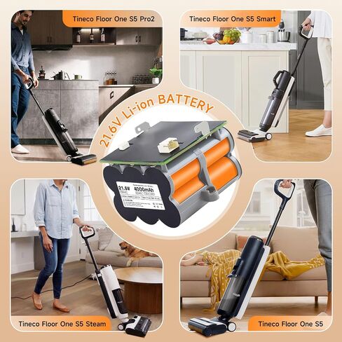 بطارية بديلة للمكنسة الكهربائية الرطبة الجافة Tineco S5 PRO 2 & iFloor S5 Breeze & Floor ONE S5 Smart/Extreme/Steam/Blue، 21.6 فولت in Kuwait