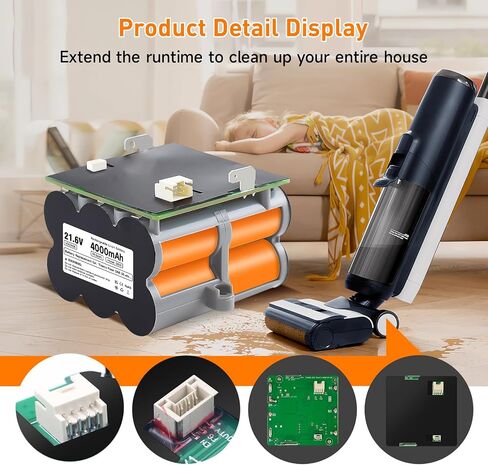 بطارية بديلة للمكنسة الكهربائية الرطبة الجافة Tineco S5 PRO 2 & iFloor S5 Breeze & Floor ONE S5 Smart/Extreme/Steam/Blue، 21.6 فولت in Kuwait