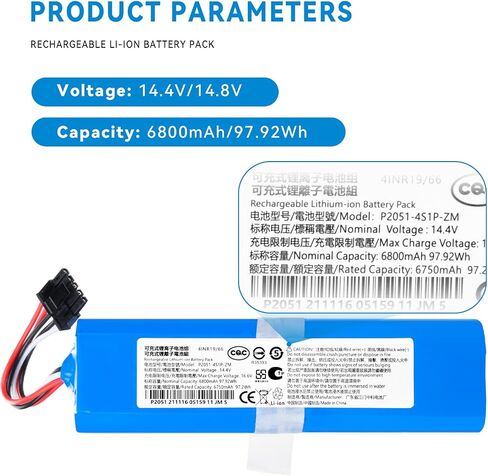 استبدال بطارية فراغ 6800 مللي أمبير في الساعة لـ Dreame Bot X30 Ultra، D10s Plus، L30 Ultra، RCXE0307، RLX56CE، RLX63CE، RLX63CE-2، X40 Pro Ultra، X40 Ultra Robot Vacuum Cleaner مع أدوات in Kuwait