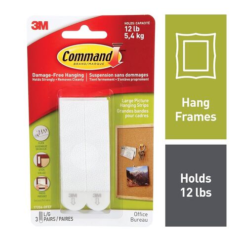 Command™ شرائط تعليق الصور 17206-OFEF، كبير، أبيض، 8 رطل (3.6 كجم)، 6 شرائط in Kuwait