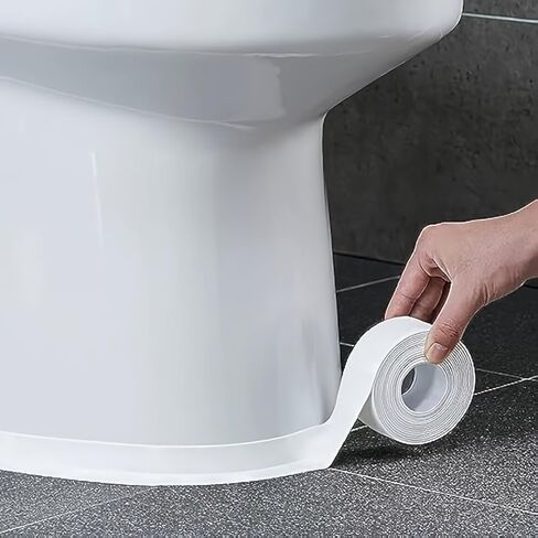 Waterproof Sealing Strip - Self-Adhesive White PVC, Perfect for Showers, Sinks, Kitchens & Bathtubs - Home (White) in Kuwait