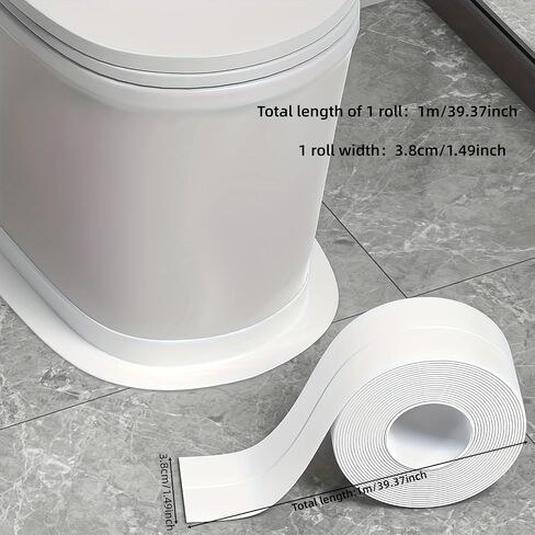 Waterproof Sealing Strip - Self-Adhesive White PVC, Perfect for Showers, Sinks, Kitchens & Bathtubs - Home (White) in Kuwait