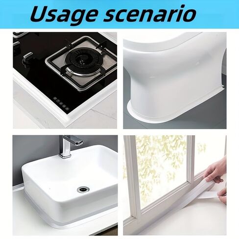 Waterproof Sealing Strip - Self-Adhesive White PVC, Perfect for Showers, Sinks, Kitchens & Bathtubs - Home (White) in Kuwait