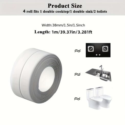 Waterproof Sealing Strip - Self-Adhesive White PVC, Perfect for Showers, Sinks, Kitchens & Bathtubs - Home (White) in Kuwait