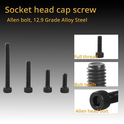 M10-1.5 x 30mm Socket Head Cap Screws Cap Bolts, 12.9 Grade Alloy Steel Black Oxide, Allen Socket Drive, Machine Full Thread, 16 PCS (16mm-80mm Available) in Kuwait