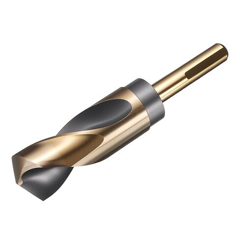 uxcell 1-3/16" مثقاب 1/2" ساق مخفض 3-Flat M35 5% كوبالت فولاذ عالي السرعة ملتوي باللونين الأسود والذهبي 135 درجة لقم معدنية صلبة من الفولاذ المقاوم للصدأ، قطعة واحدة in Kuwait