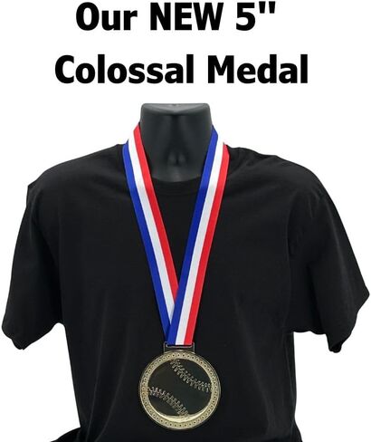 Express Medals Pack of 1 (or More) Colossal 5 Inch Gold Baseball Award Medals Variations with or Without Engraving Personalization Engraved Custom Text Names in Kuwait