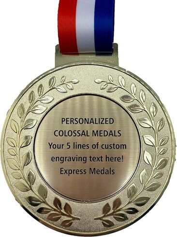 Express Medals Pack of 1 (or More) Colossal 5 Inch Gold Baseball Award Medals Variations with or Without Engraving Personalization Engraved Custom Text Names in Kuwait