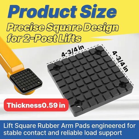 4-Pack Lift Square Rubber Arm Pads – 4-3/4" x 4-3/4"x 0.59" – 2 Post Lift Pads for Automobile Lifts, Jacks & Racks, Rubber Auto Lift Arm Spacer Pad Compatible with Globe, BendPak & Danmar in Kuwait