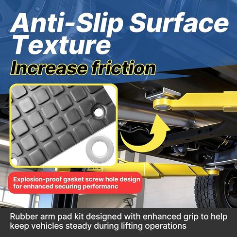 4-Pack Lift Square Rubber Arm Pads – 4-3/4" x 4-3/4"x 0.59" – 2 Post Lift Pads for Automobile Lifts, Jacks & Racks, Rubber Auto Lift Arm Spacer Pad Compatible with Globe, BendPak & Danmar in Kuwait