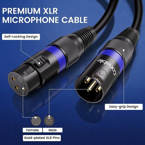 كابلات XLR إلى XLR (4 أقدام لكل منها، 4 حزم)، كابل ميكروفون 3 دبابيس ذكر إلى أنثى، سلك ميكروفون محمي متوازن، حلقات مرمزة بالألوان، دبابيس مطلية بالذهب، 22AWG OFC، للخلاط، مكبر الصوت، استوديو التسجيل، البودكاست in Kuwait