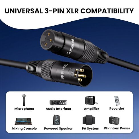 كابلات XLR إلى XLR (4 أقدام لكل منها، 4 حزم)، كابل ميكروفون 3 دبابيس ذكر إلى أنثى، سلك ميكروفون محمي متوازن، حلقات مرمزة بالألوان، دبابيس مطلية بالذهب، 22AWG OFC، للخلاط، مكبر الصوت، استوديو التسجيل، البودكاست in Kuwait
