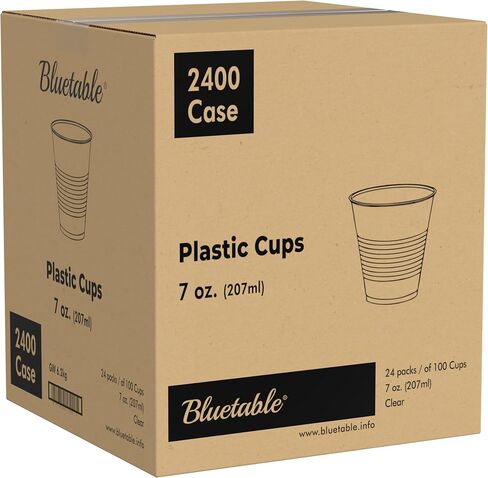 Plastic Cups Bulk Disposable Clear Cups 7 oz - [2400] Count Case - Good For Cold Drinks, Party Cups, Water Cooler Dispenser, Transparent Cups for Juice, Ice Tea, Soda 7oz. Ounce [2400 Pack/Case] in Kuwait