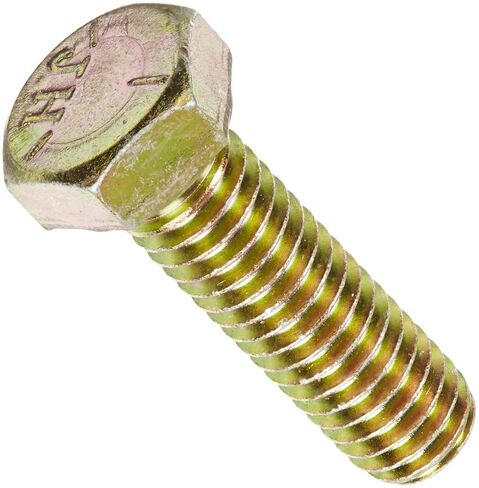 Steel Hex Bolt, Grade 5, Zinc Yellow-Chromate Plated Finish, Hex Head, External Hex Drive, Meets ASME B18.2.1/SAE J429, 4-1/2" Length, Partially Threaded, 1/4"-20 Threads (Pack of 25) in Kuwait