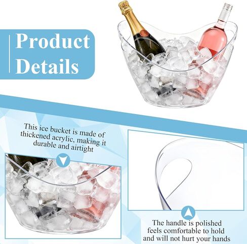 3 Pcs Ice Bucket, 4 Liter Champagne Wine Bucket with Scoops, Beer Buckets Beverage Bin Clear Acrylic Storage Tub for Wine Champagne or Beer Bottles Bar Supplies in Kuwait