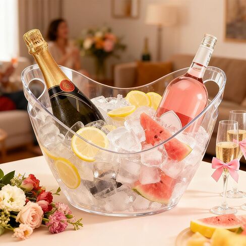3 Pcs Ice Bucket, 4 Liter Champagne Wine Bucket with Scoops, Beer Buckets Beverage Bin Clear Acrylic Storage Tub for Wine Champagne or Beer Bottles Bar Supplies in Kuwait