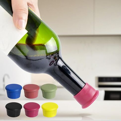 6PCS Reusable Silicone Wine Stopper Leak-Proof Bottle Cap Champagne Sealer Beer Bottle Cap Sealing for Wine Preservation in Kuwait