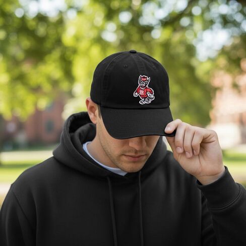صبار الصحراء NC State جامعة ولاية كارولينا الشمالية قبعة بيسبول NCSU Wolfpack قبعات مطرزة ذات حواف قبعة قابلة للتعديل حزام قماش للبالغين (نمط H1) أسود in Kuwait