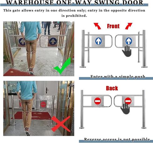 Automatic Rebound Swing GateStainless Steel SelfClosing Entrance Door for Warehouse Market Industrial Safety1Way Swing Gate (170cm x 102cm) in Kuwait