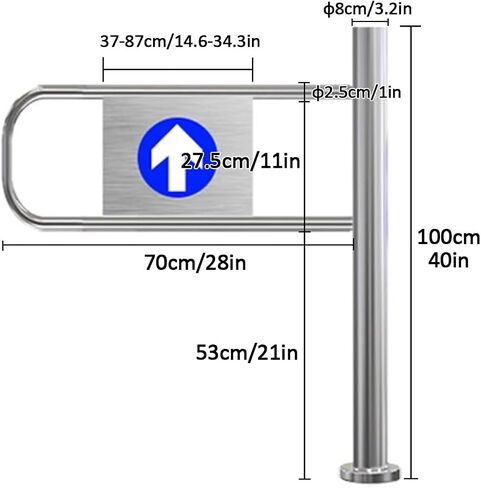 Spring Loaded Stainless Steel Safety Swing Gate for Supermarkets, Libraries & Stores - Durable Entrance Barrier, Left Opening (70cm/28in) - Enhanced Security Solution in Kuwait