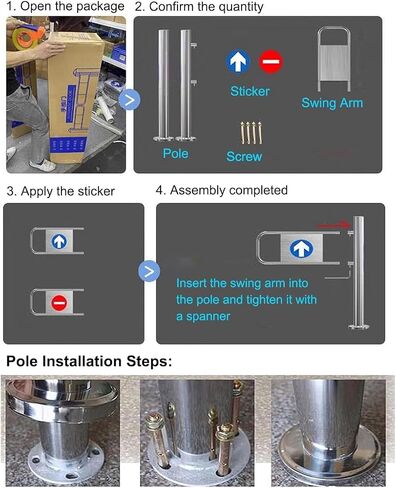 Spring Loaded Stainless Steel Safety Swing Gate for Supermarkets, Libraries & Stores - Durable Entrance Barrier, Left Opening (70cm/28in) - Enhanced Security Solution in Kuwait
