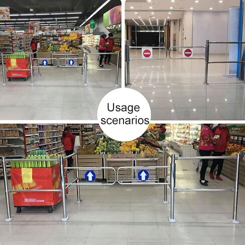 Automatic Closing Metal Swing Gate - Durable 1-Way Safety Gate for Supermarket, Warehouse Aisles & Factory Doors - Secure Access Control (200x100cm) in Kuwait