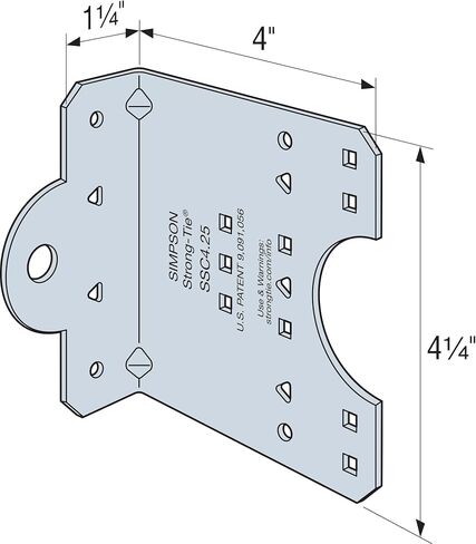 Simpson Strong-Tie SSC4.25-R50 Steel Stud Connector Clip - 4-1/4 in. Length, 68 mil Thickness, Heavy Duty 14-Gauge Steel Build, Zinc Galvanized Finish (50-Qty) in Kuwait