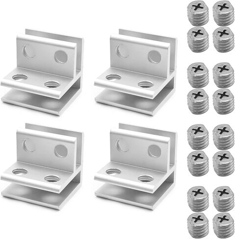 4 PCS Adjustable Glass Clamp, Aluminium Alloy Bracket Suitable for 8-10MM Thick Glass Display Stand Furniture Guardrail and Other Scenarios (8-10 mm) in Kuwait