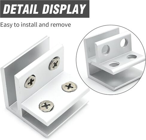 4 PCS Adjustable Glass Clamp, Aluminium Alloy Bracket Suitable for 8-10MM Thick Glass Display Stand Furniture Guardrail and Other Scenarios (8-10 mm) in Kuwait