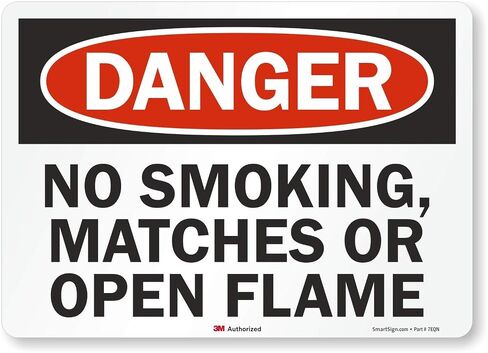 Smartsign U3-1865-RD_14X10 "خطر ممنوع التدخين، أعواد الثقاب أو اللهب المفتوح" ملصق عاكس ذاتي اللصق، 35.56 سم × 25.4 سم in Kuwait